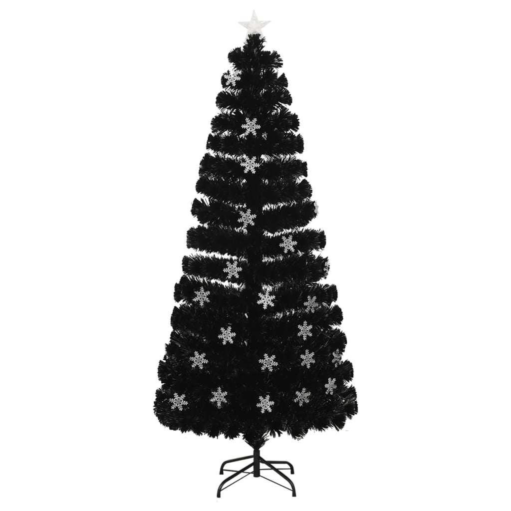 VidaXL Christmas Tree with LED Snowflakes 180cm Fiber Optic Black