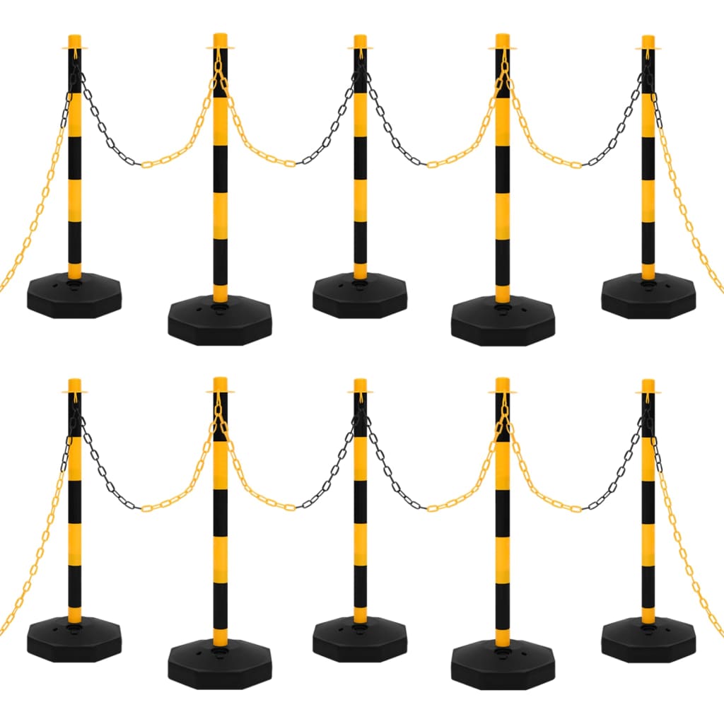 Ensemble de postes de chaîne Vidaxl avec chaîne en plastique 10 m