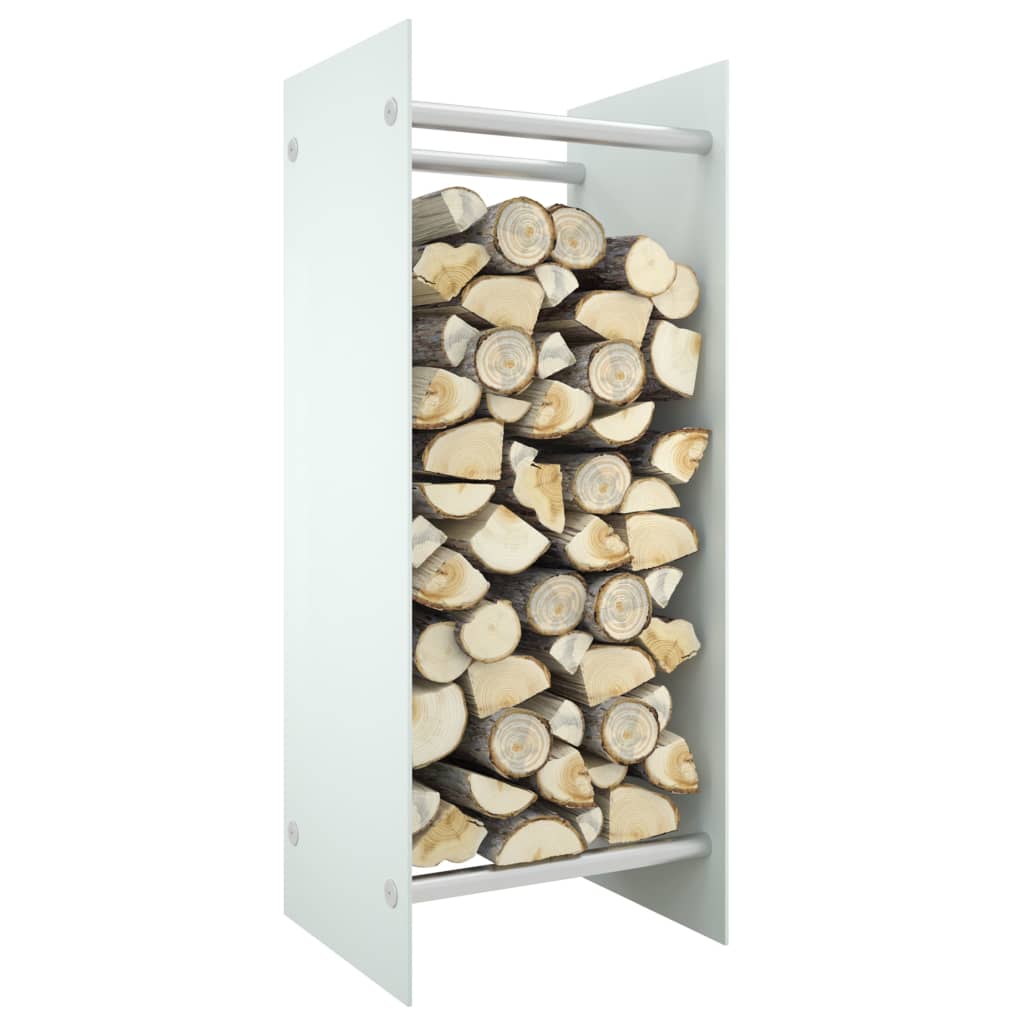 Vidaxl Firewood Rack 40x35x100 cm Tempered Glass White
