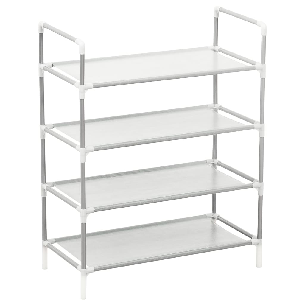 Vidaxl shoe rack with 4 shelves, metal and non-woven fabric, silver color