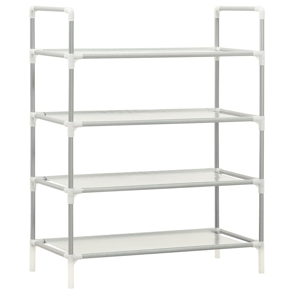 Vidaxl shoe rack with 4 shelves, metal and non-woven fabric, silver color
