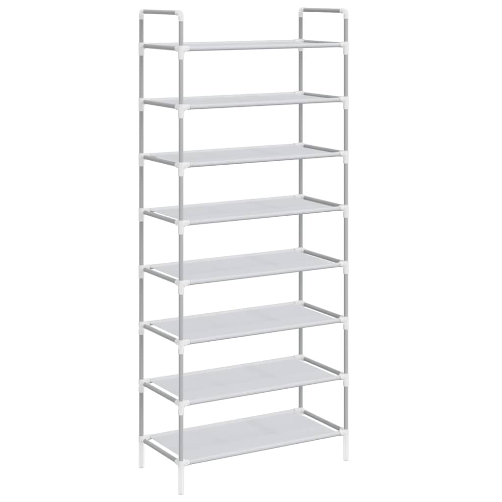 Vidaxl sko rack med 8 hyller metall og ikke -vevet stoff sølvfarge