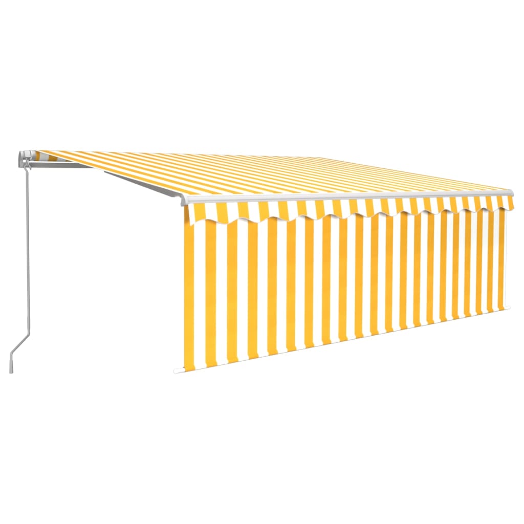 Vidaxl Luifel extensível manualmente com LED cego de rolo 4x3 m amarelo branco