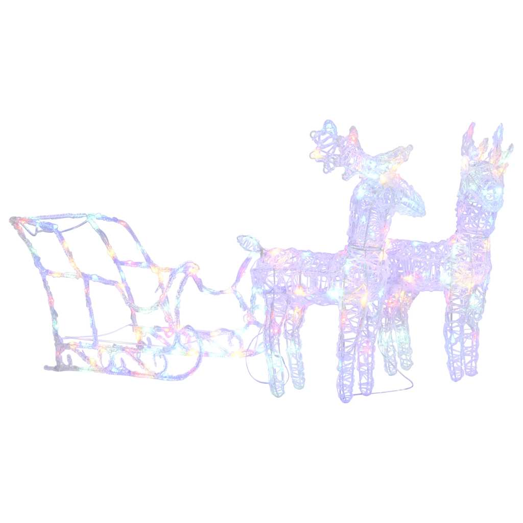 Décorations de Noël vidaxl renne et traîneau 160 LEDS 130 cm acrylique