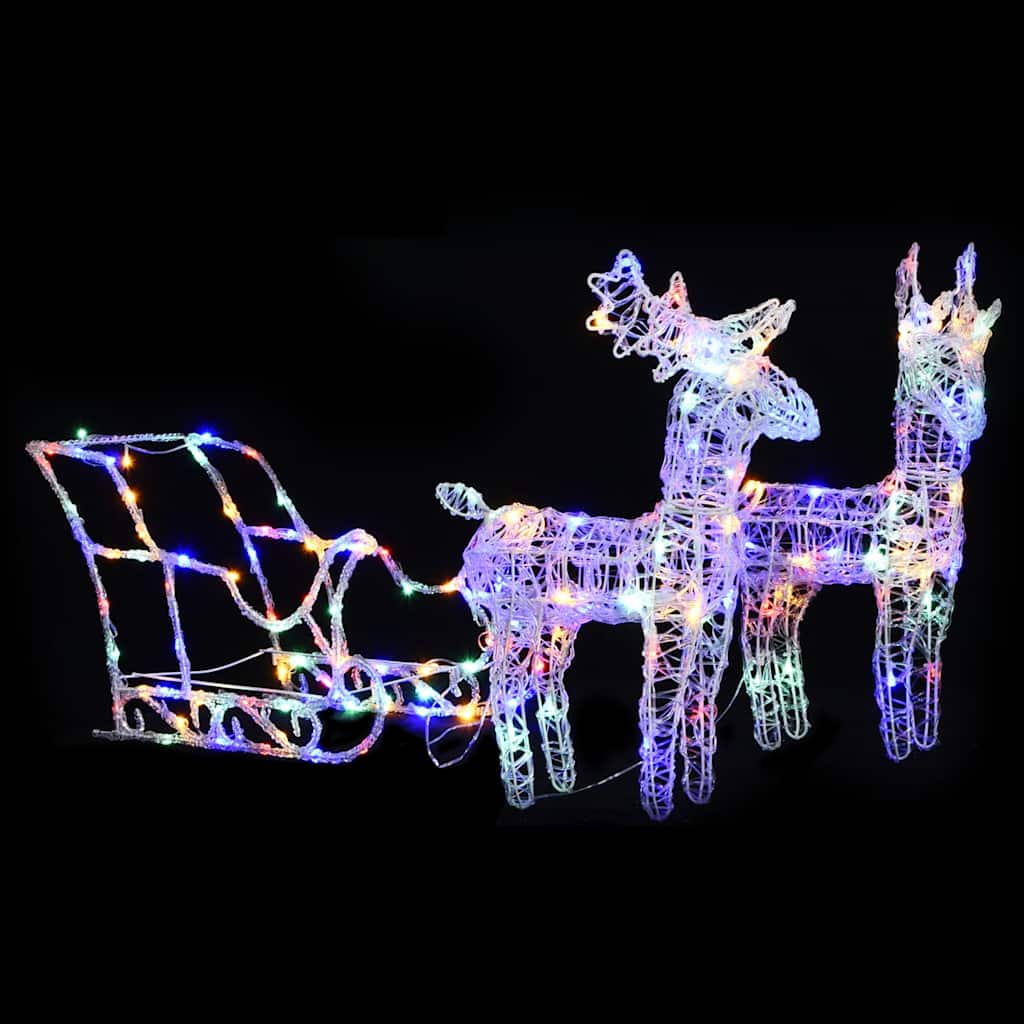 Décorations de Noël vidaxl renne et traîneau 160 LEDS 130 cm acrylique