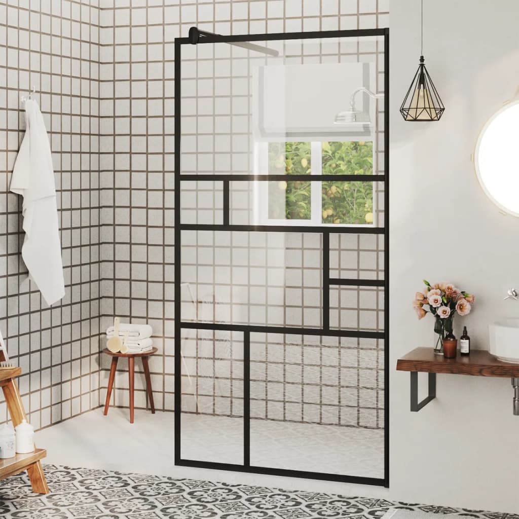Vidaxl Walk-In Shower Mall 80x195 CM ESG-Glas transparente y negro