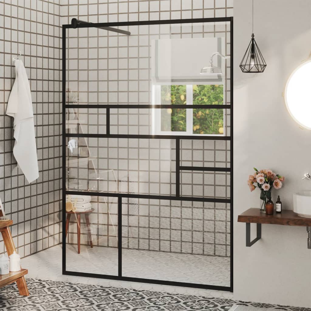 Vidaxl walk-in dusjvegg 115x195 cm esg-glas gjennomsiktig og svart