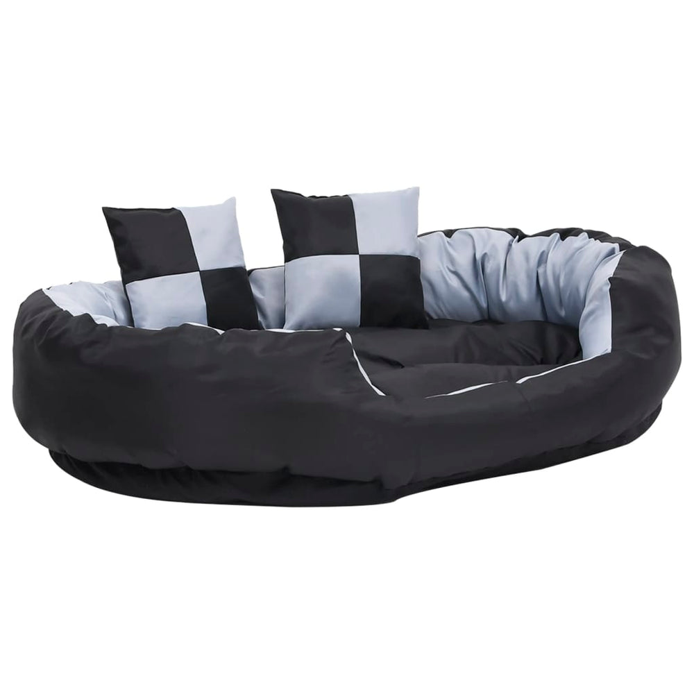 VIDAXL Dog -Kissen reversibel und waschbar 110 x 80 x 23 cm grau und schwarz