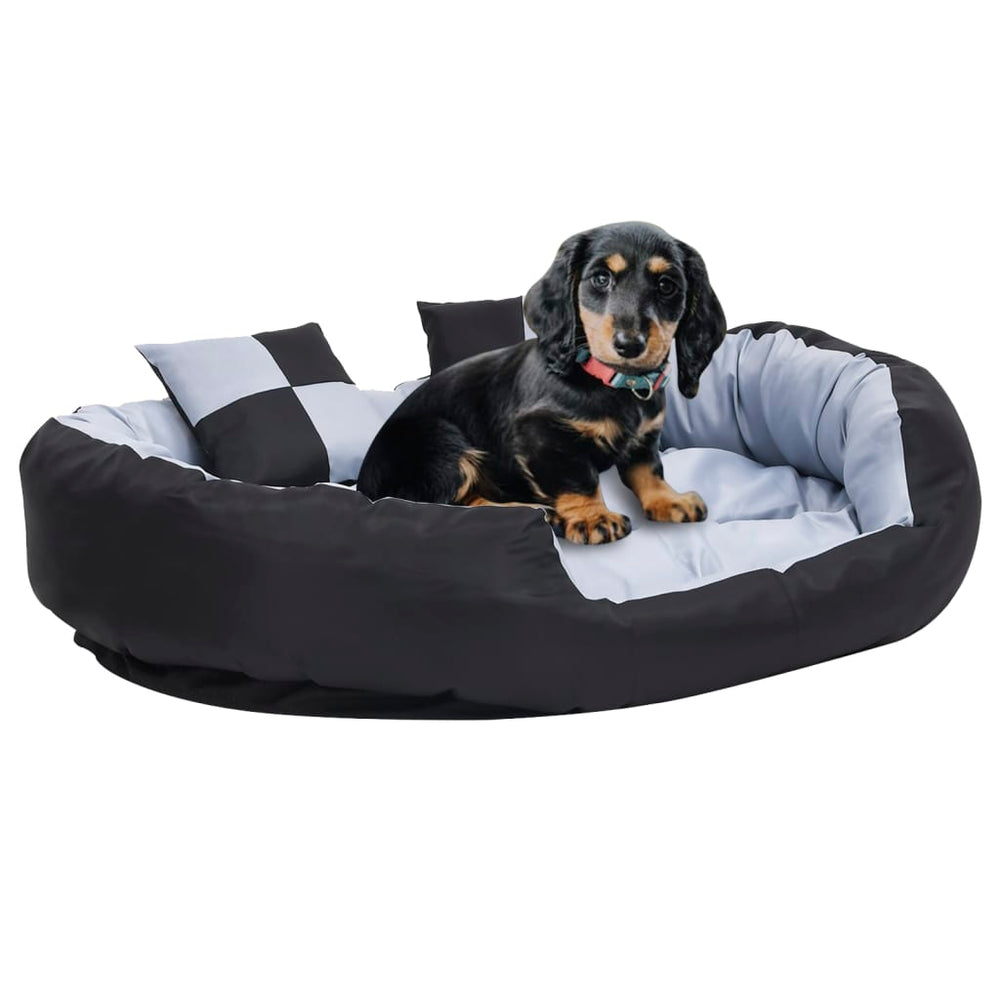 VIDAXL Dog -Kissen reversibel und waschbar 110 x 80 x 23 cm grau und schwarz