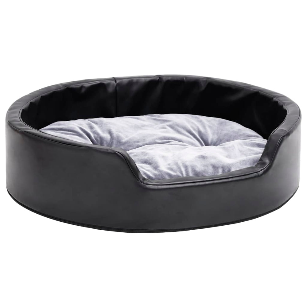 Vidaxl Hundekorb 69x59x19 cm Plüsch und künstliches Lederschwarz und Grau