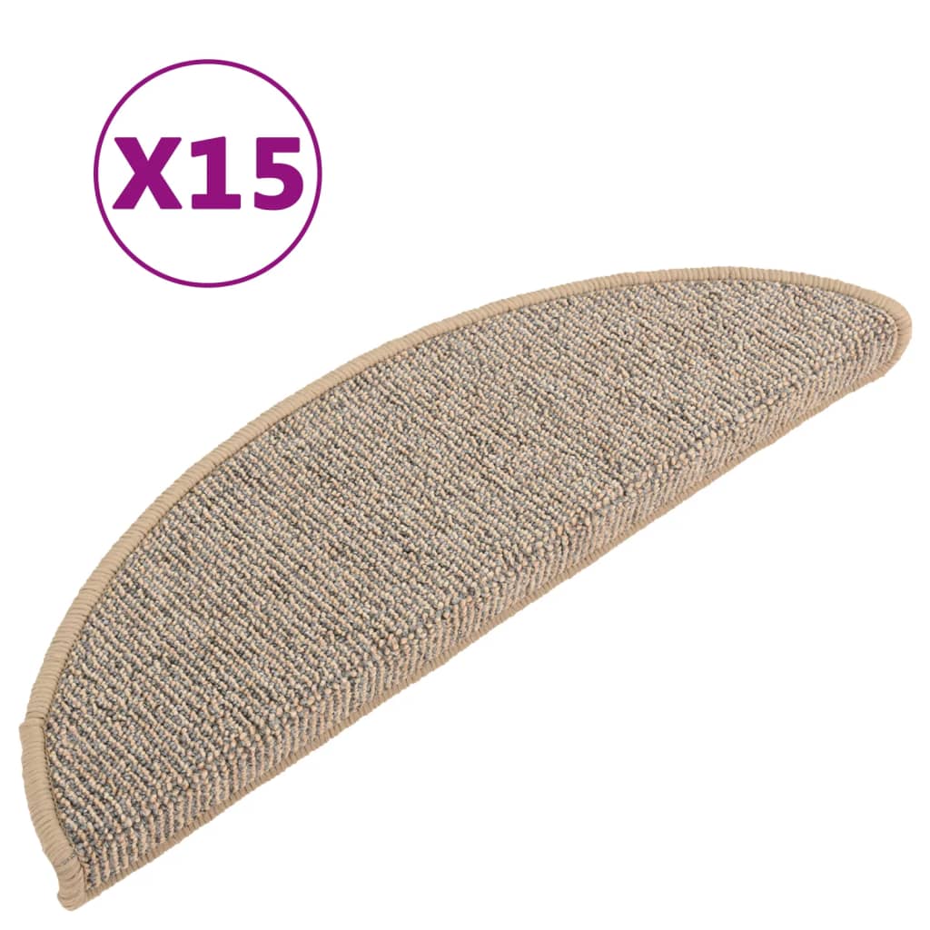 Mattes d'escalier Vidaxl 15 ST 56X17X3 CM BROWN SEMI-ROUNDS