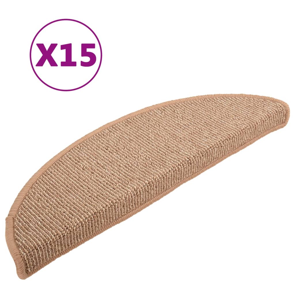 Esteras de escalera de Vidaxl 15 st 56x17x3 cm marrón claro