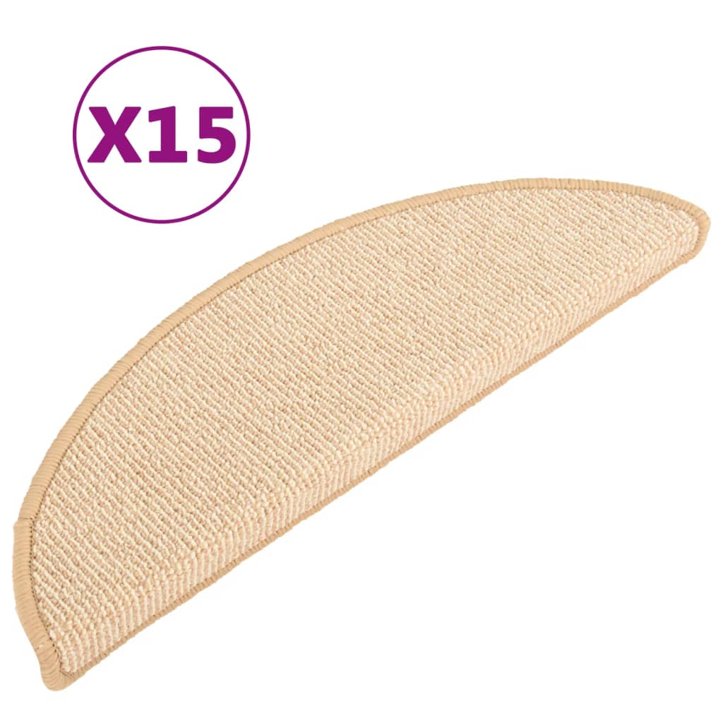 Vidaxl trapmatten 15 st 56x17x3 cm crème halfrond