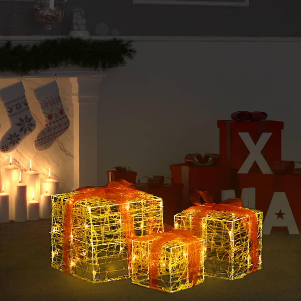 Vidaxl Christmas lighting Gift boxes 3 st decorative acrylic warm white
