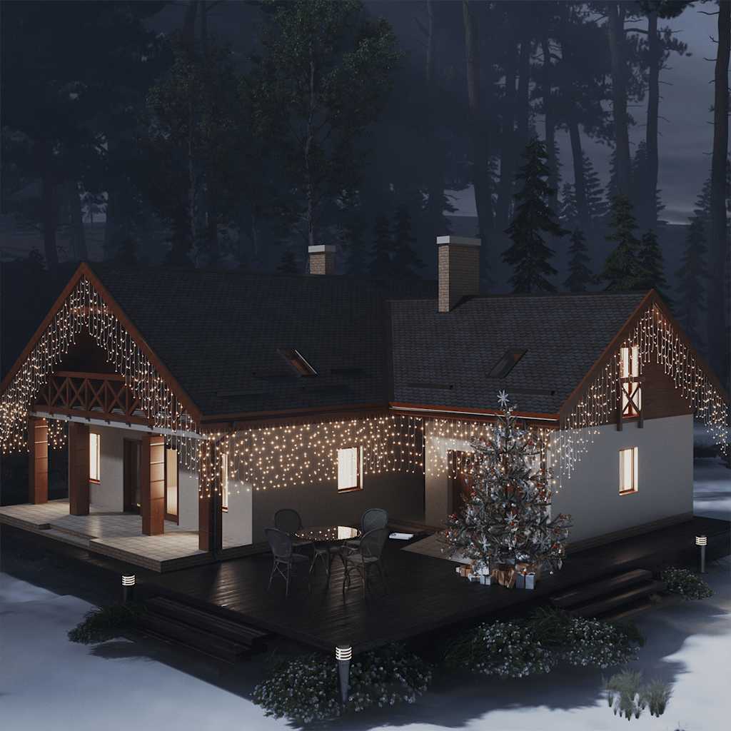 Rideau lumineux vidaxl avec 400 LED et 8 fonctions 10 m blanc chaud