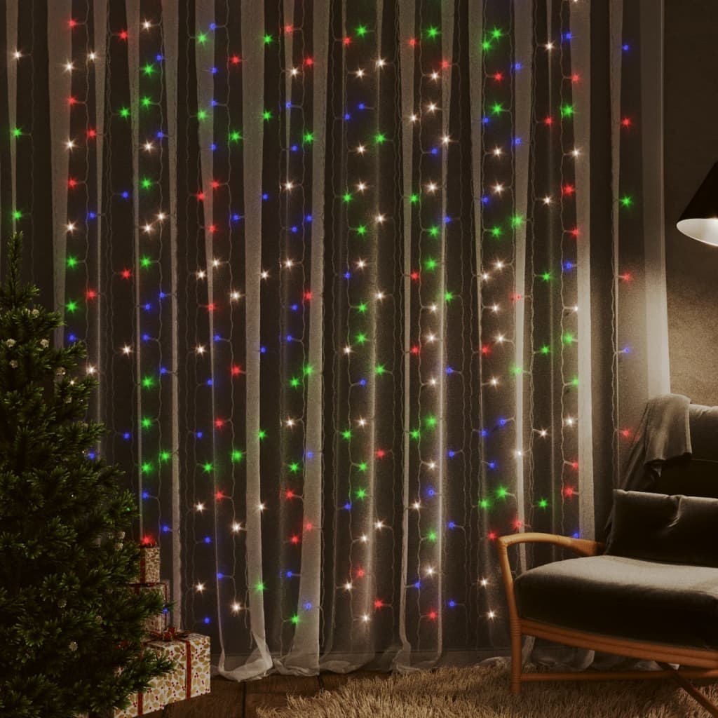 Vidaxl String Light Curtain with 300 LEDs and 8 Functions 3x3 m Multicolour