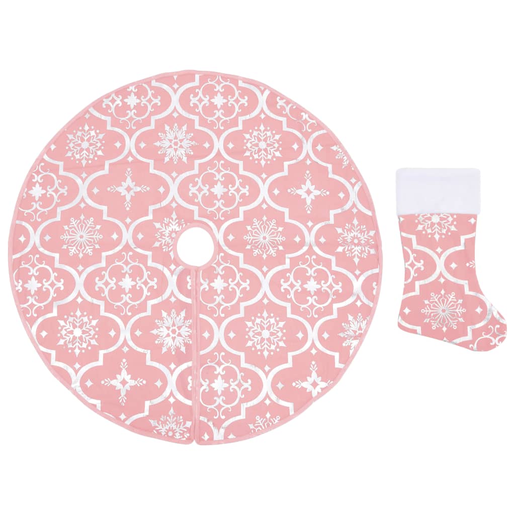 Vidaxl Christmas tree skirt luxury with sock 90 cm fabric pink