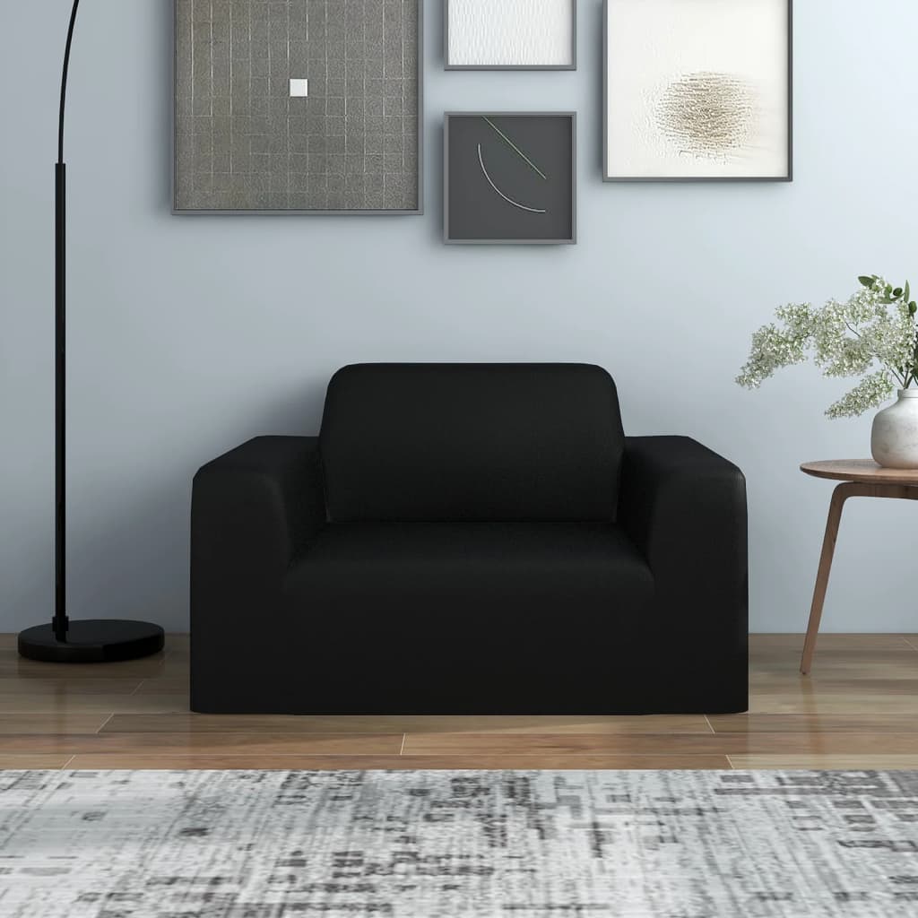 Vidaxl sofa cover stretch polyester jersey black