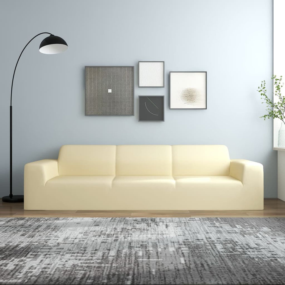 Vidaxl four-seater sofa cover stretch polyester jersey cream