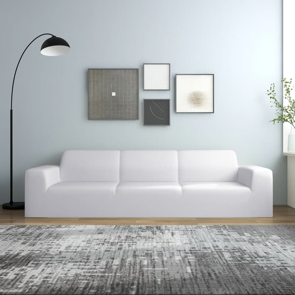 VidaXL four-seater sofa cover stretch polyester jersey white