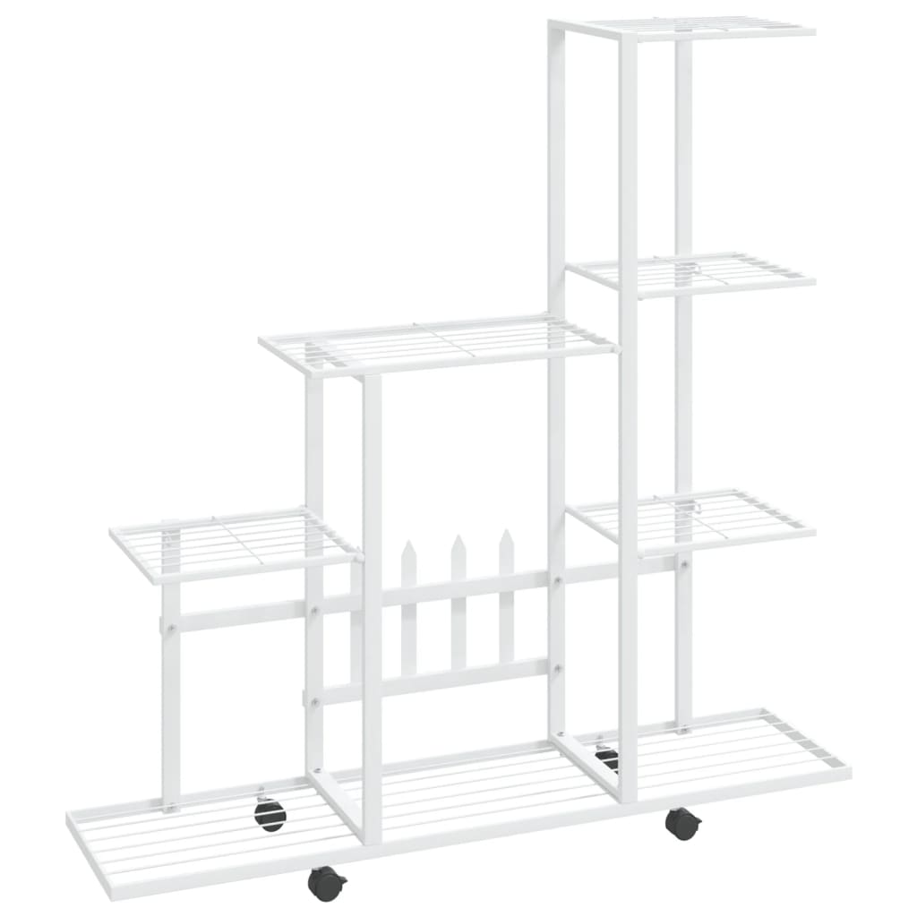 Vidaxl flower stand with wheels 94.5x25x92.5 cm metal white