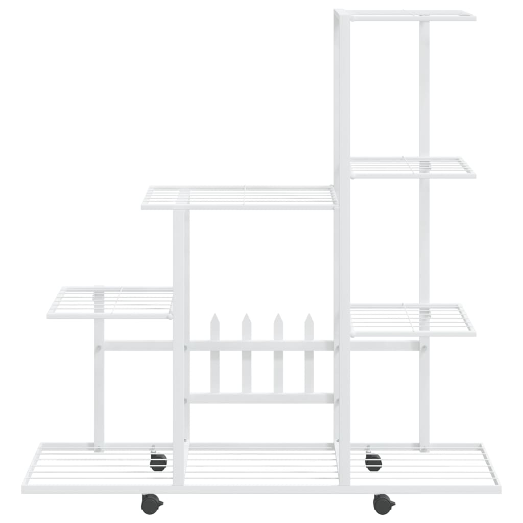 Vidaxl flower stand with wheels 94.5x25x92.5 cm metal white