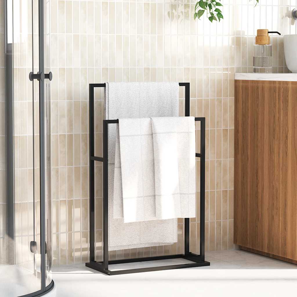 Estante de toalla Vidaxl separada 48x24x78.5 cm de hierro negro