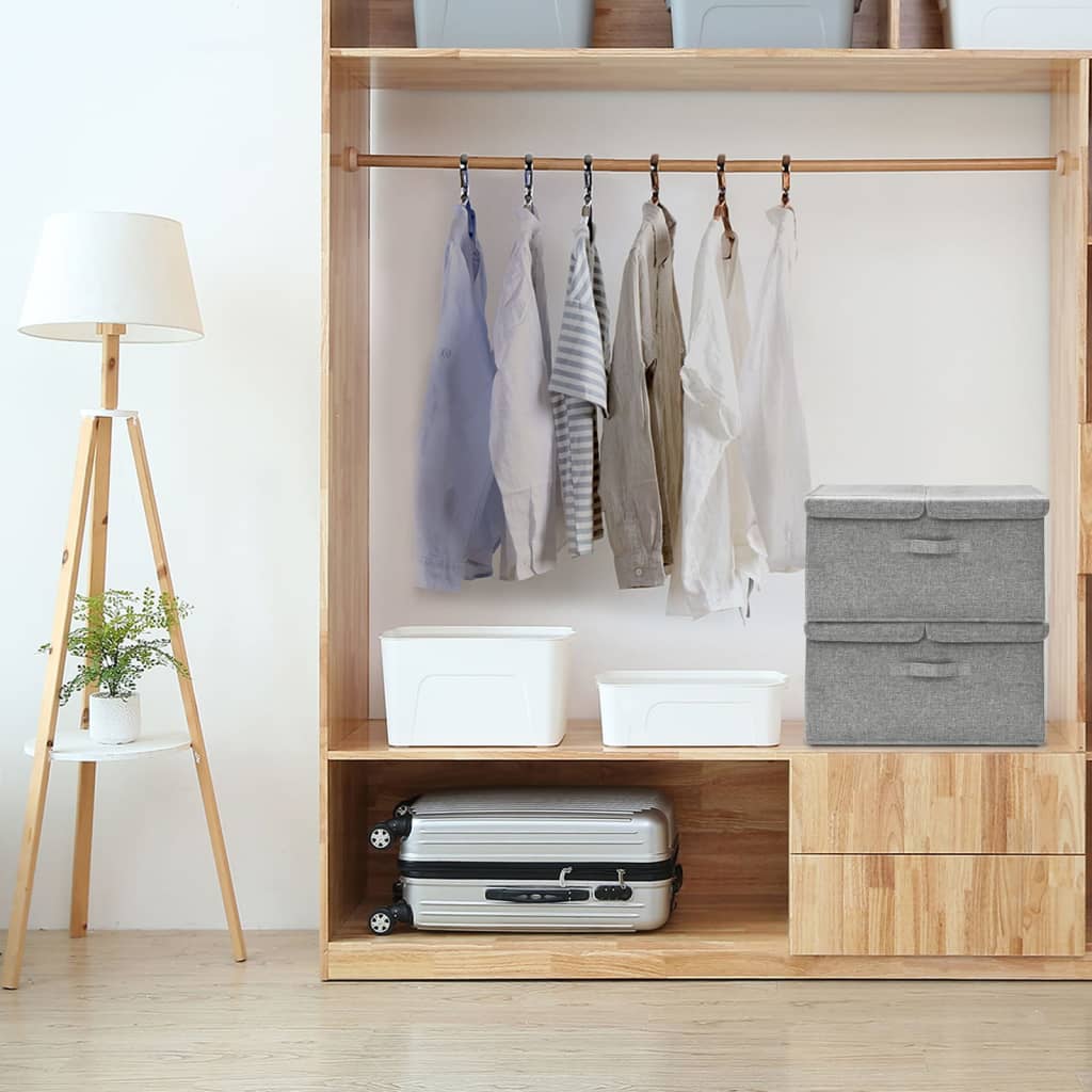 Vidaxl storage boxes 2 pcs 50x30x25 cm fabric gray
