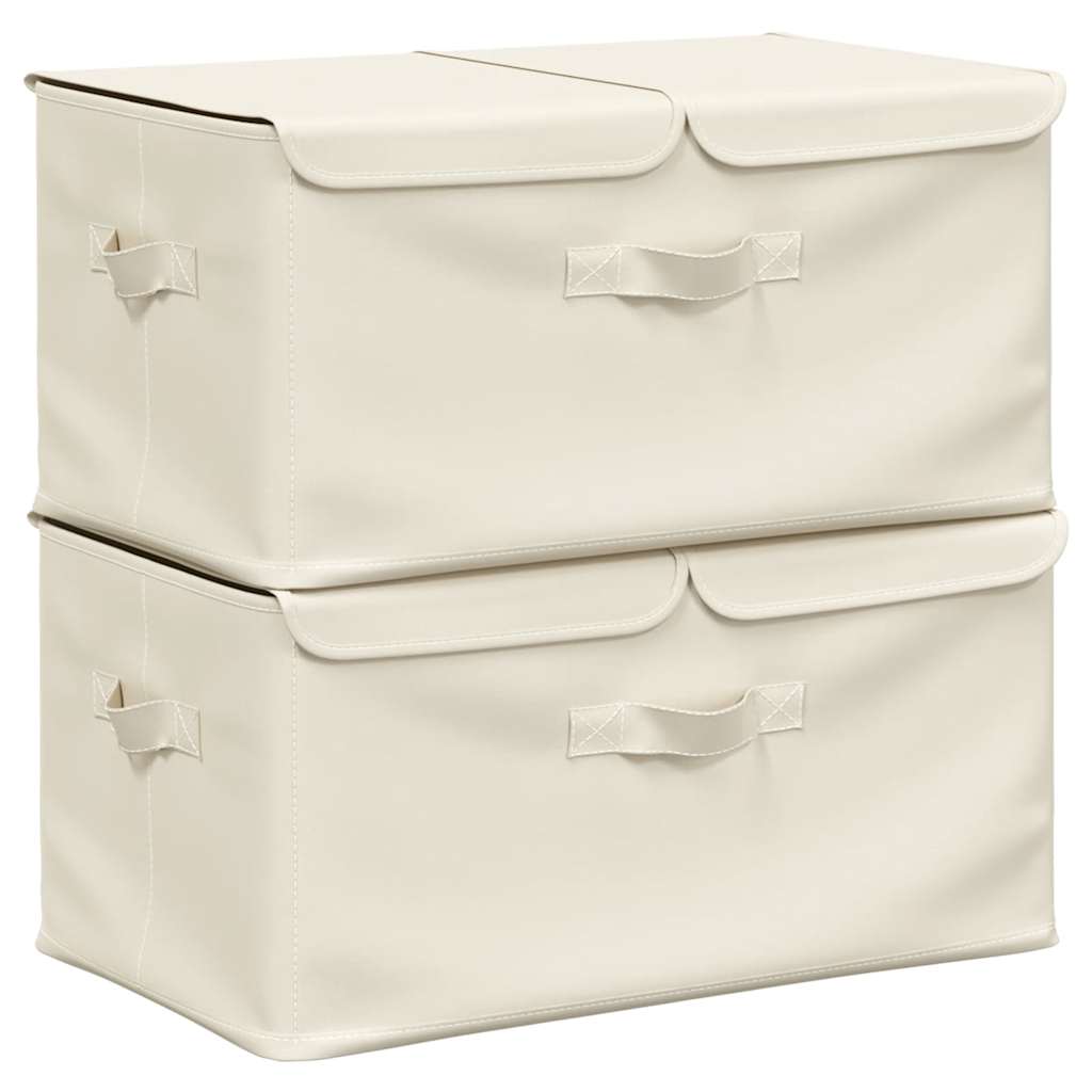 Vidaxl storage boxes 2 pcs 50x30x25 cm fabric cream-colored