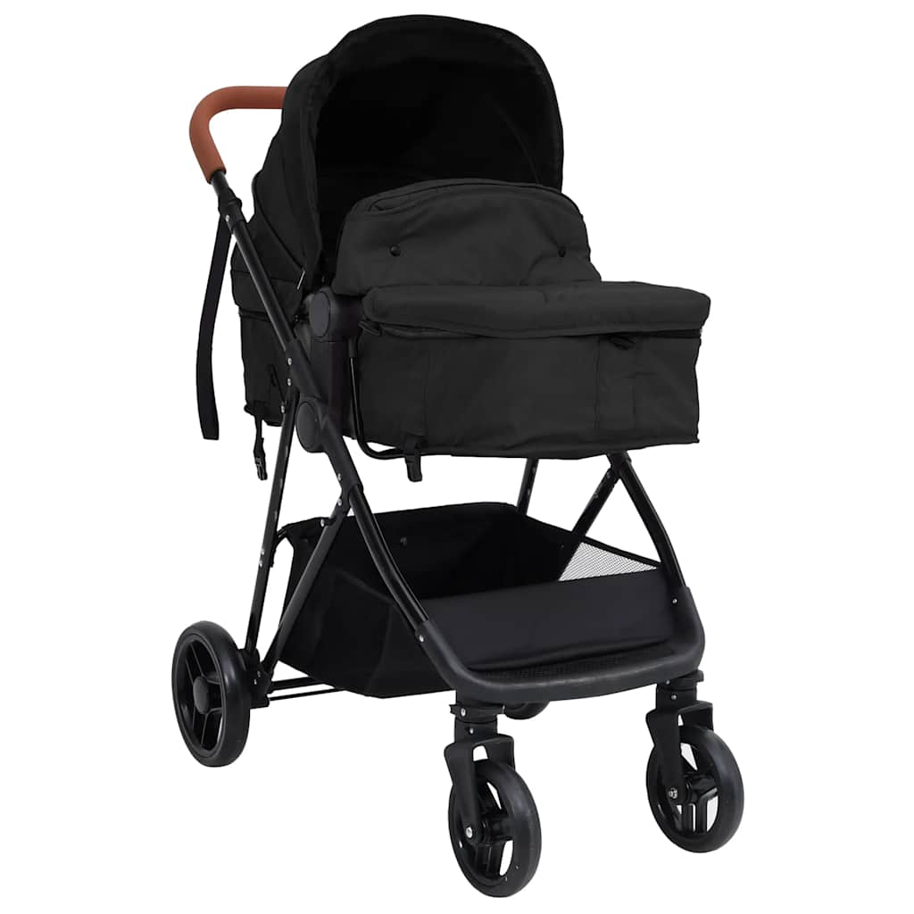 Vidaxl Pram 3-en-1 en acier de couleur anthracite et noir