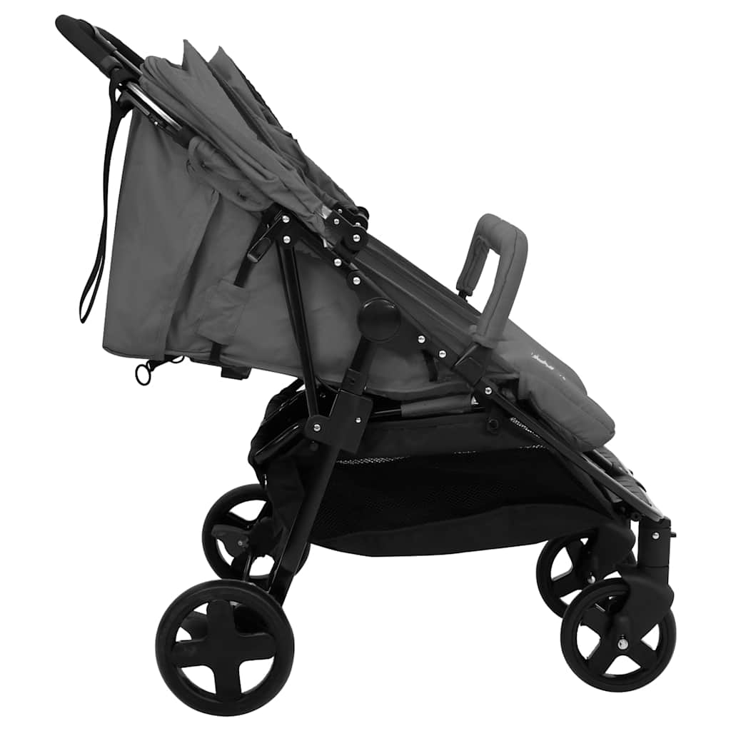 Vidaxl twin buggy oceľová tmavošedá a čierna