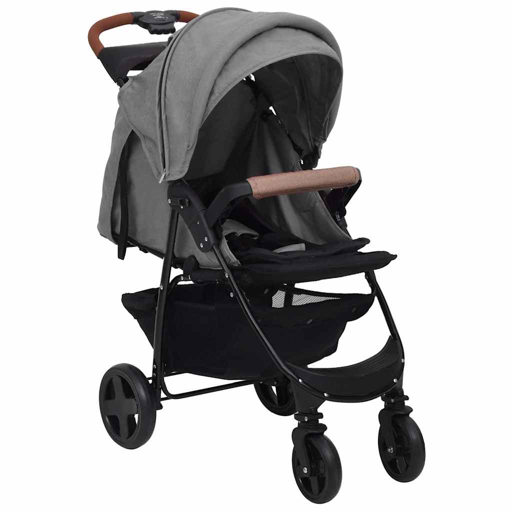 VidaXL Kinderwagen 2-in-1 Stahl hellgrau