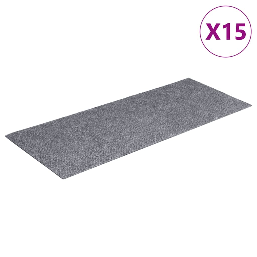 Vidaxl Stair Mats auto-adhésif 15 pièces 60x25 cm gris clair rectangulaire