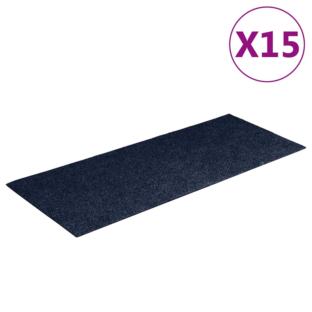 Vidaxl tappetini per autoadesivo 15 pezzi 60x25 cm blu navy rettangolare