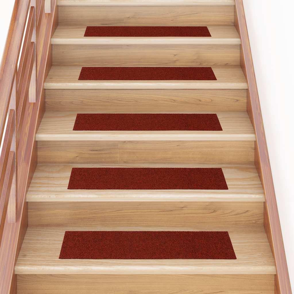 Esteras de escalera de Vidaxl autoadhesivo 15 piezas 76x20 cm Burdeos rojo rectangular