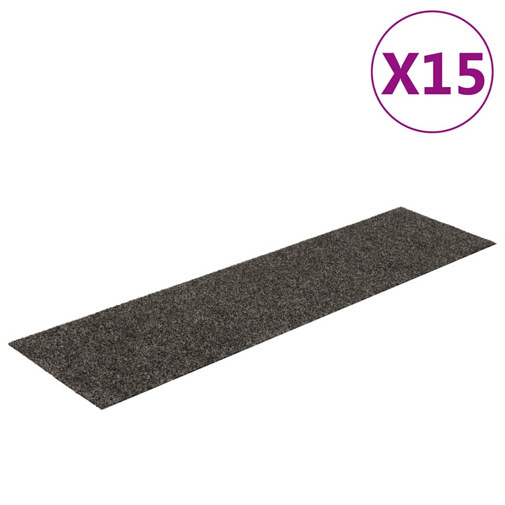 Vidaxl Stair Mats auto-adhésif 15 pièces 76x20 cm anthracite rectangulaire