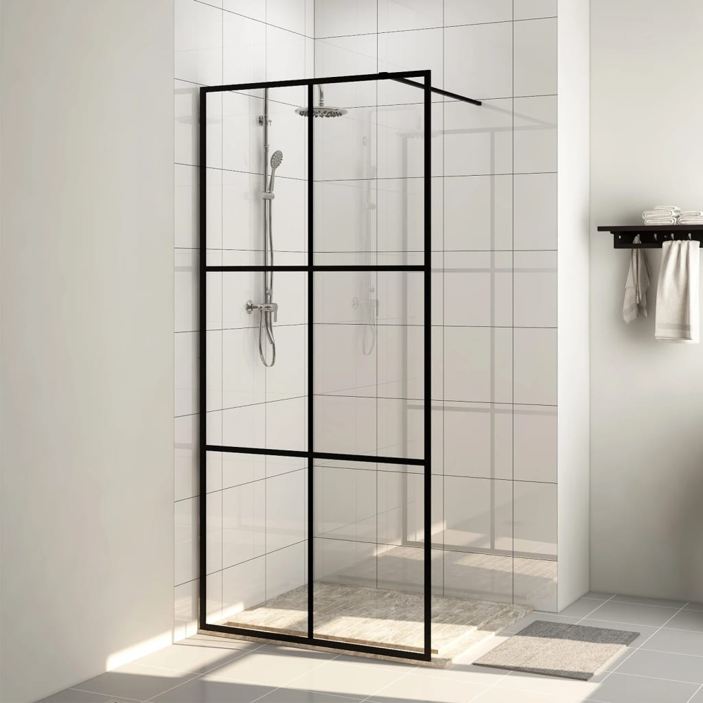 Vidaxl walk-in dusjvegg 115x195 cm esg-glas gjennomsiktig og svart