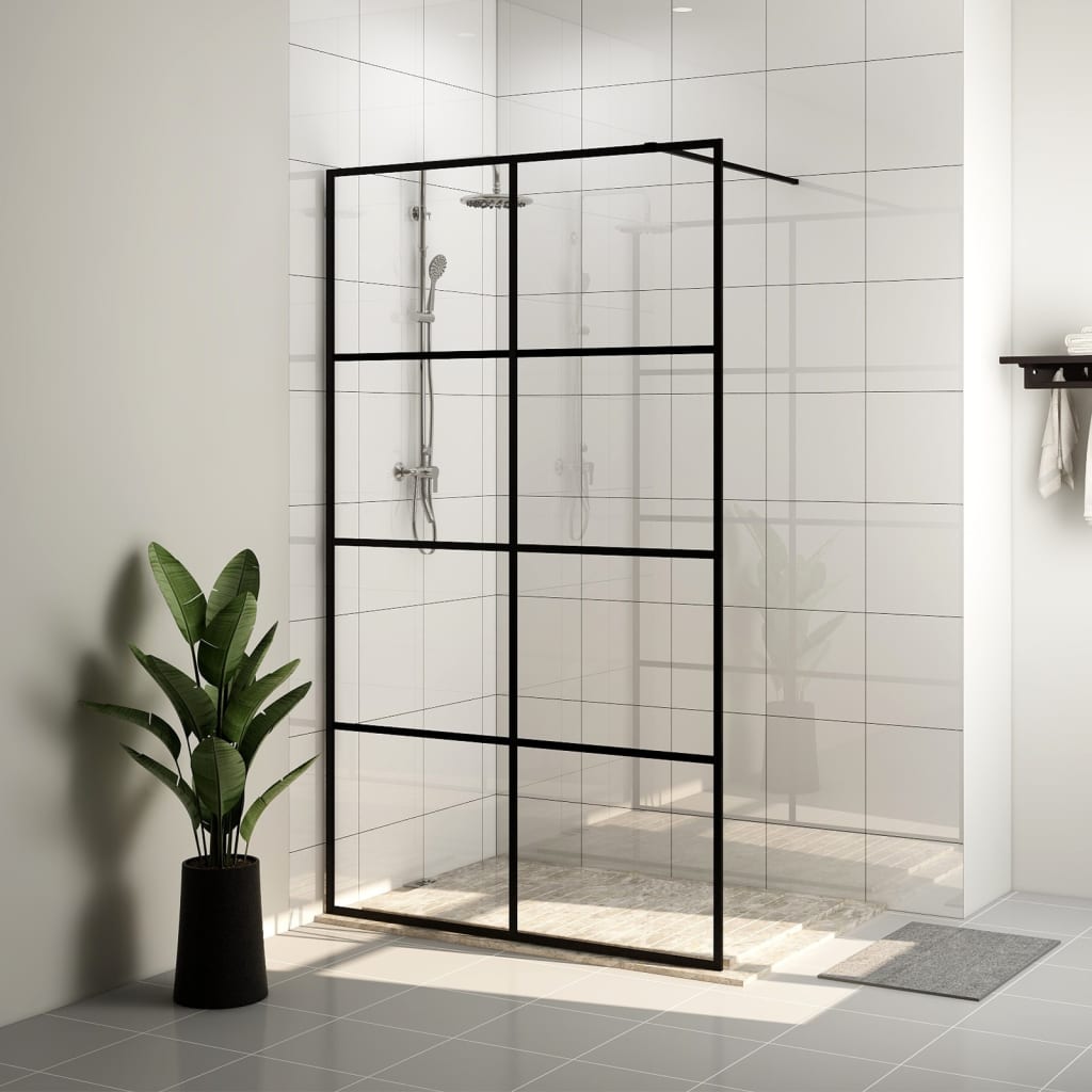 Vidaxl walk-in dusjvegg 140x195 cm esg-glas gjennomsiktig og svart