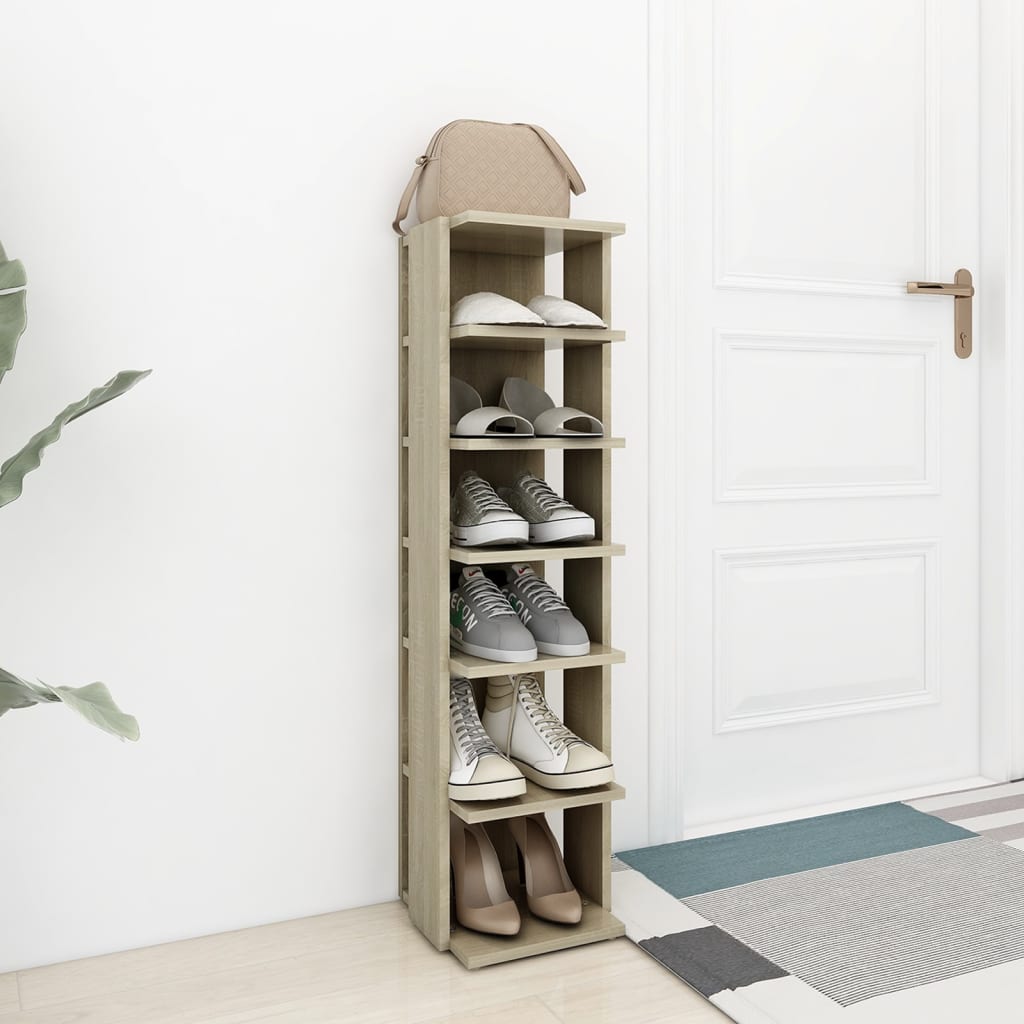 Vidaxl shoe cabinet 27.5x27x102 cm processed wood Sonoma oak color