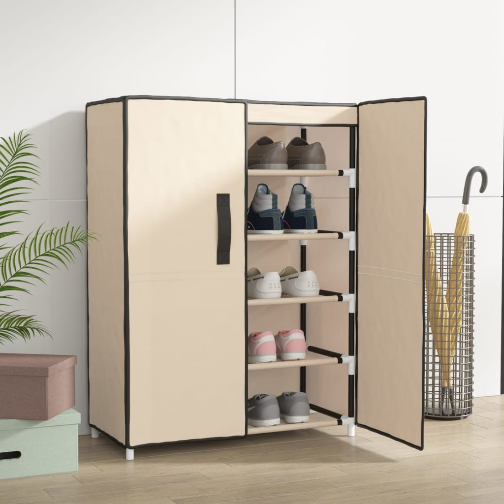 Vidaxl shoe cabinet 60x28x90 cm fabric cream-colored