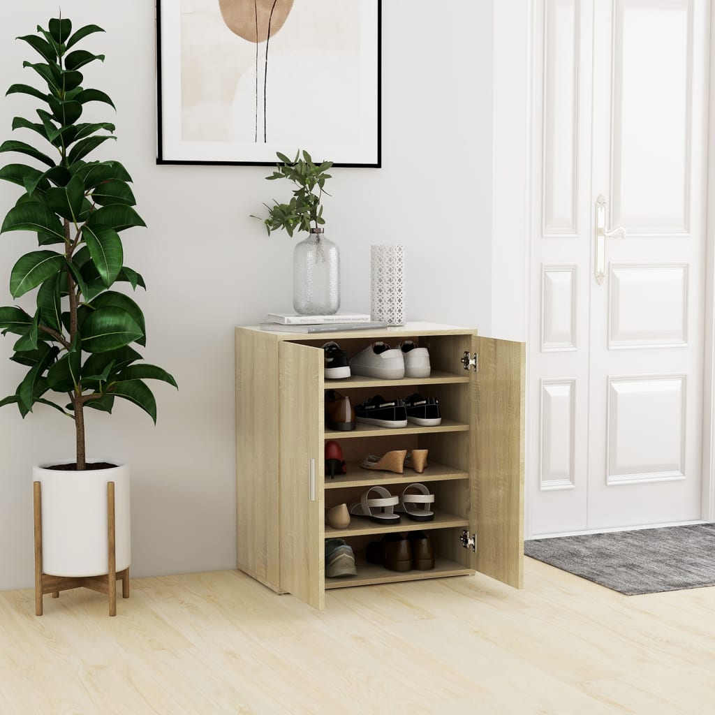 Vidaxl shoe cabinet 60x35x70 cm processed wood Sonoma oak color