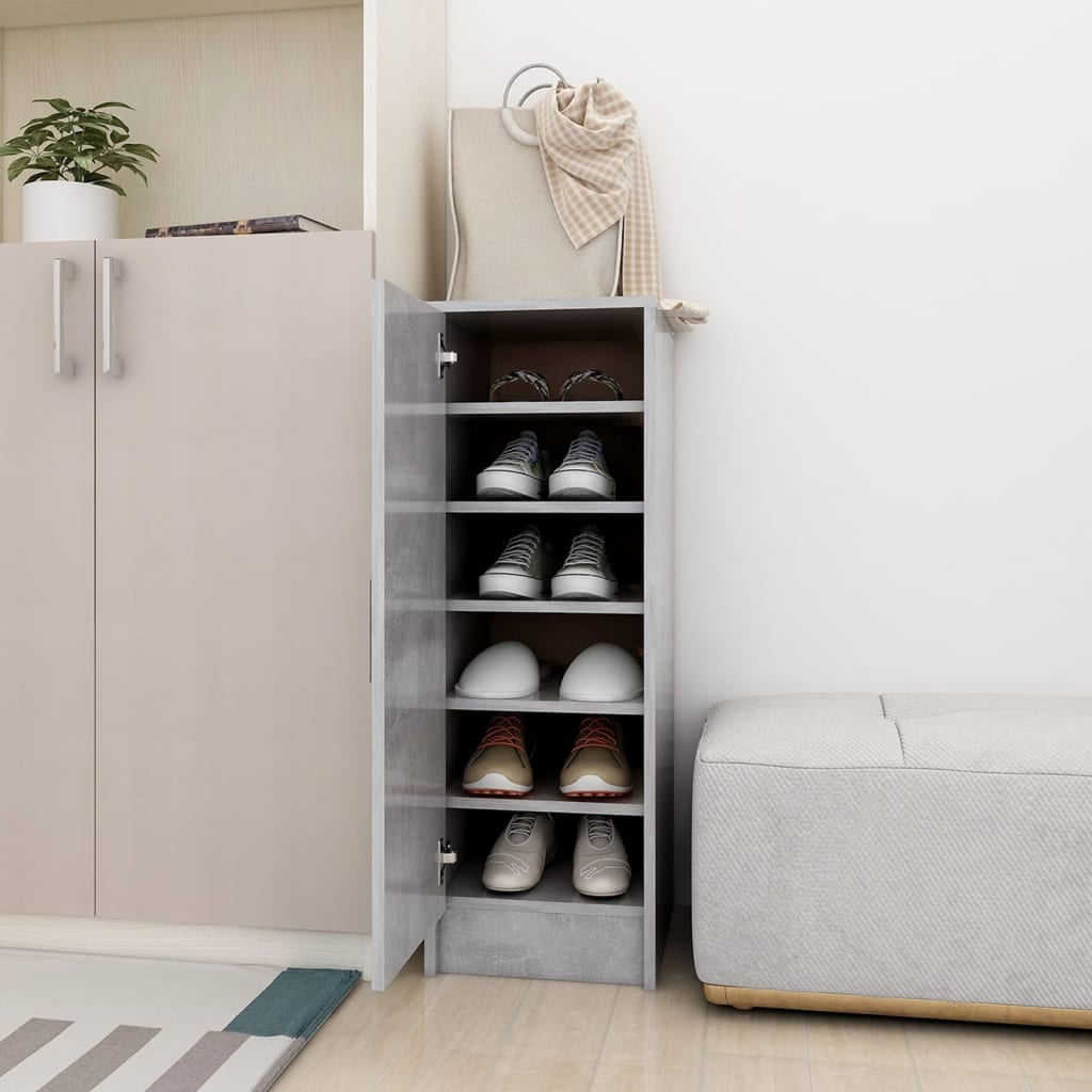 Vidaxl shoe cabinet 32x35x92 cm processed wood concrete gray