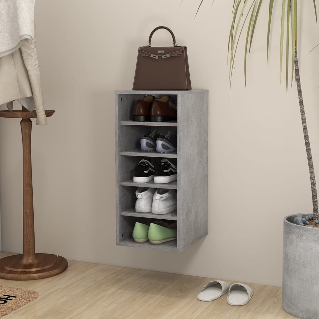 Vidaxl shoe cabinet 31.5x35x70 cm processed wood concrete gray