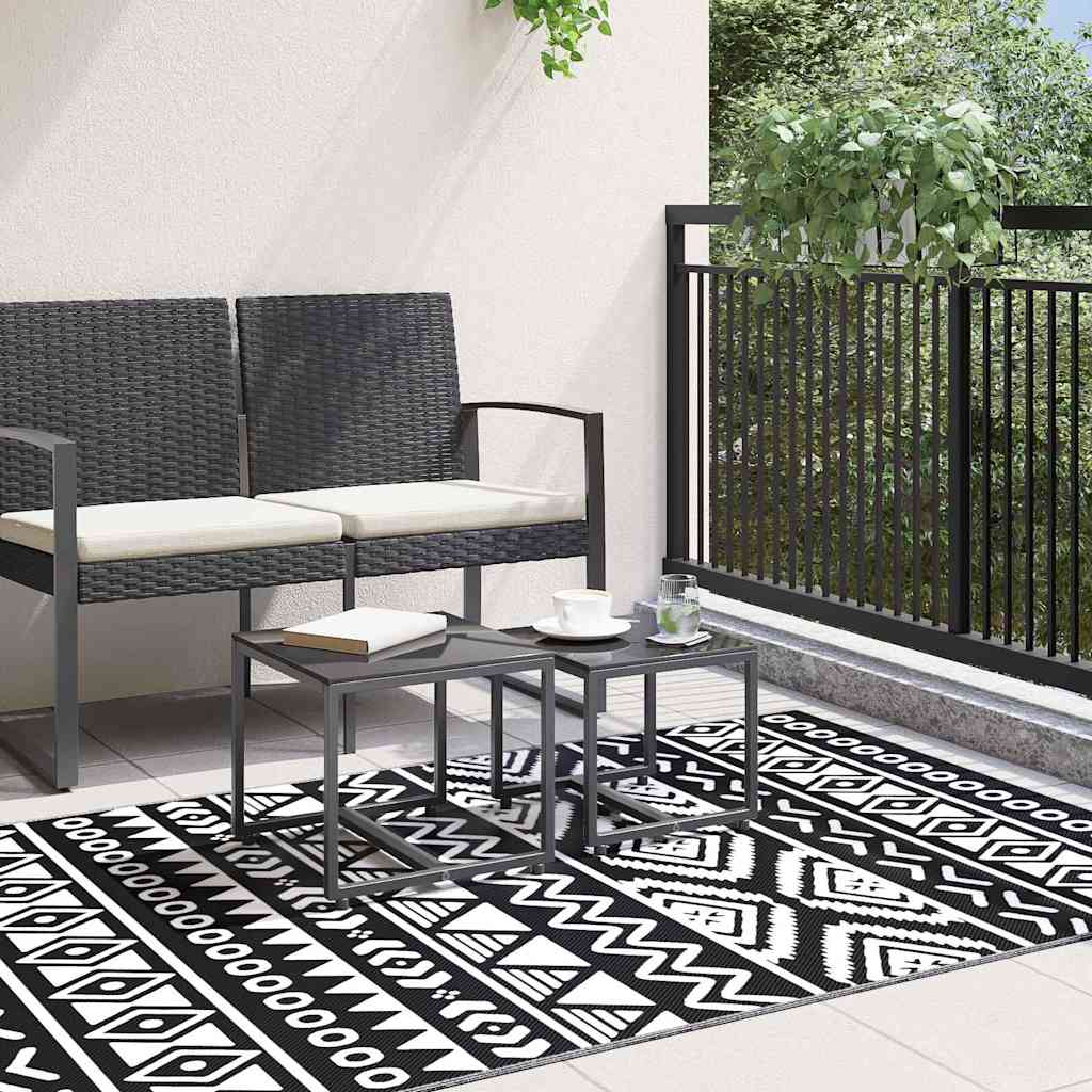 Vidaxl outdoor rug arakil 120x180 cm polypropylene black