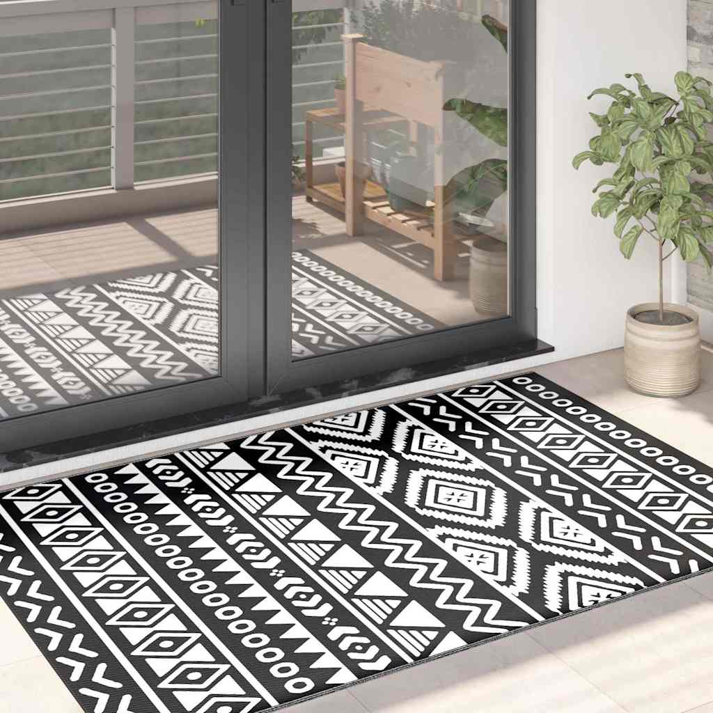 Vidaxl outdoor rug arakil 120x180 cm polypropylene black