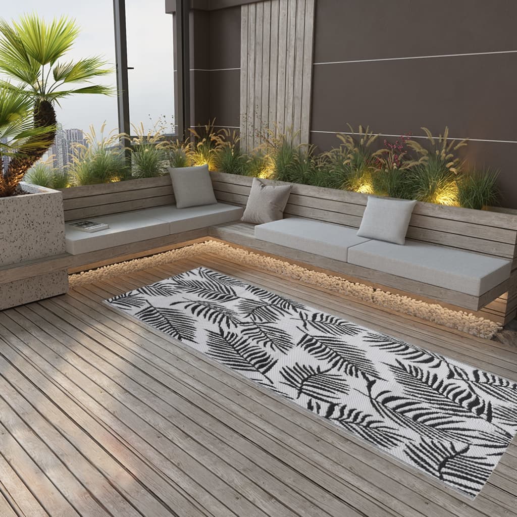 Vidaxl outdoor rug arakil 80x250 cm polypropylene black