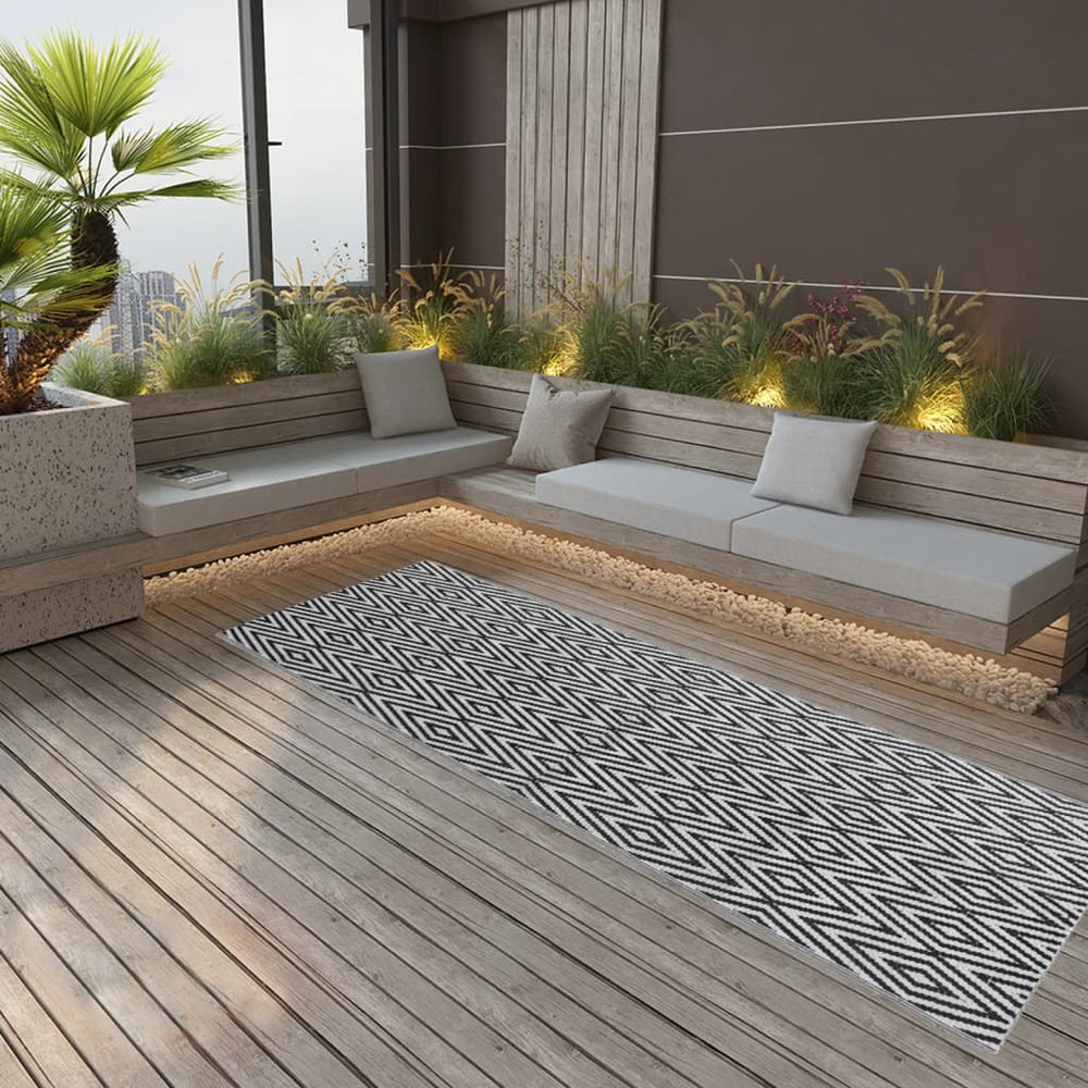 Vidaxl afuera de la alfombra Aakil 80x250 cm Polypropene Negro