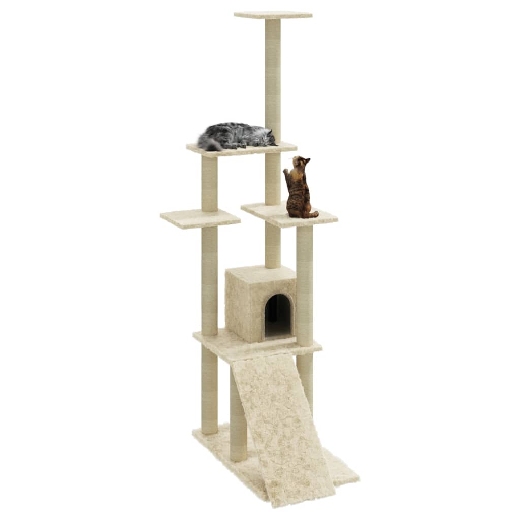 Vidaxl Cat Furniture avec Sisal Scratch Posts 155 cm Crème -Colored