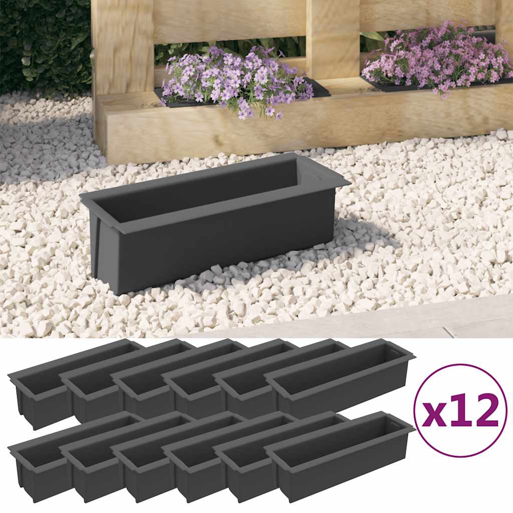 Vidaxl Flower Boxes per pallet euro 12 ST 36x13.5x9,5 cm pp grigio