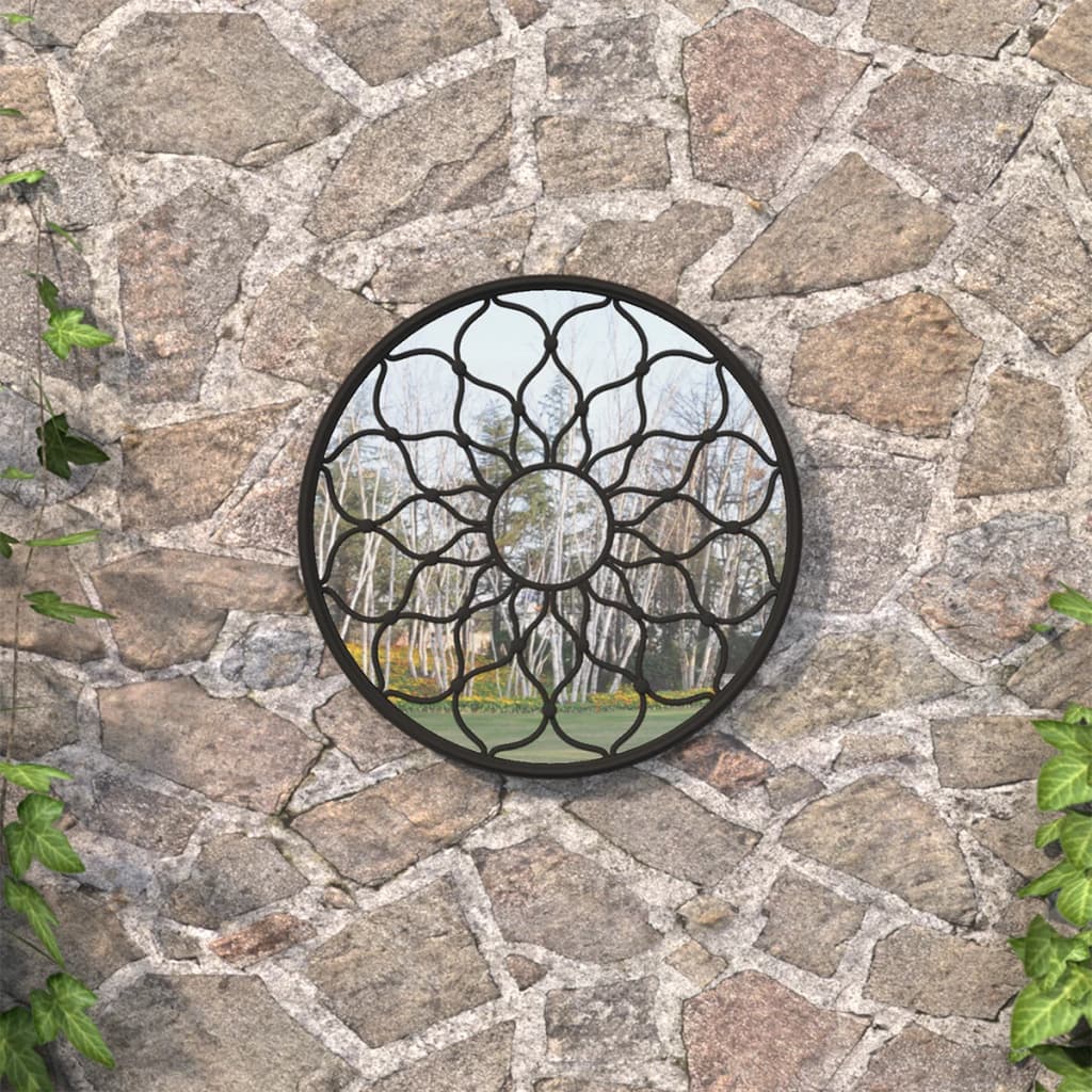 Vidaxl garden mirror around 60x3 cm iron black